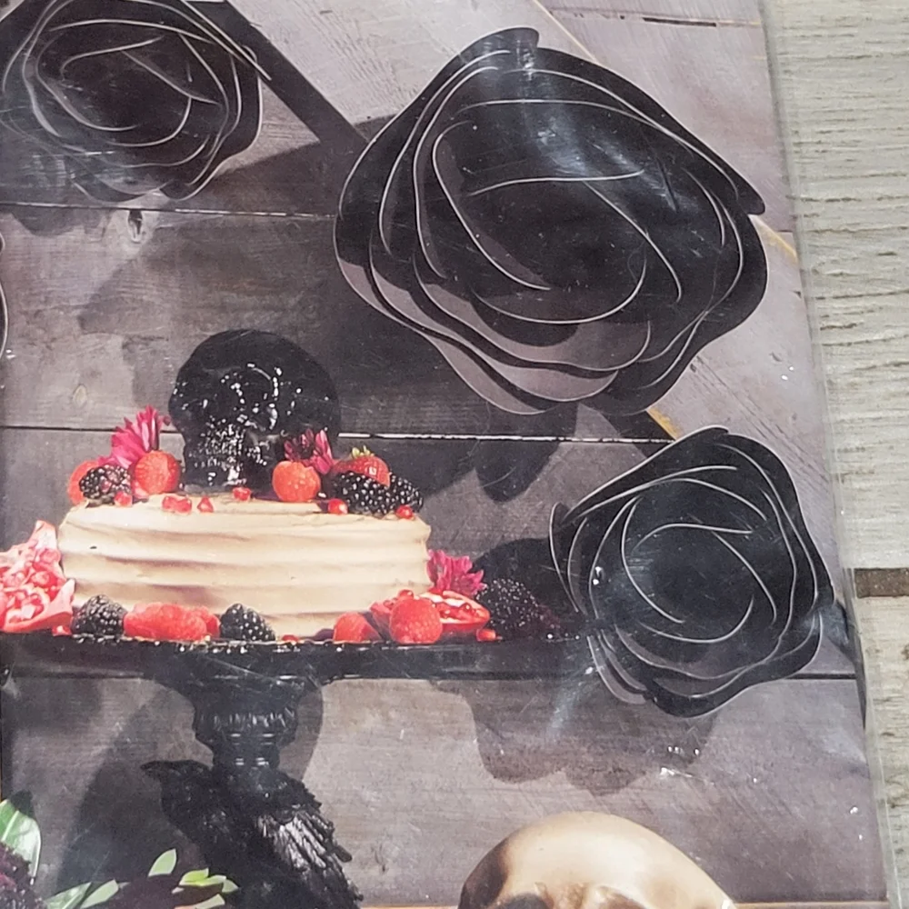 Paper Roses black Halloween decorations DIY Goth floral NWT